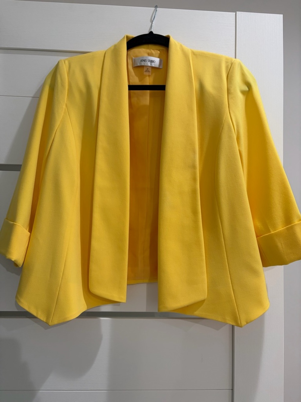 Jones Studio Bright Yellow Open-Front Draped Blazer
